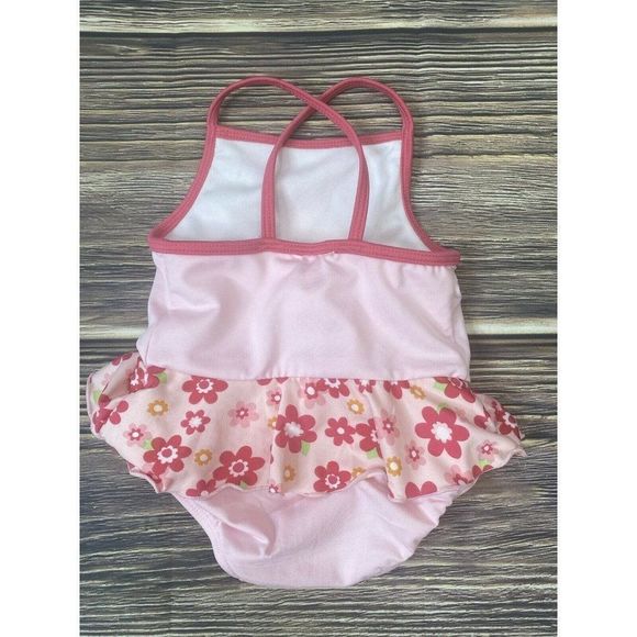 BABY GIRLS One PIECE Sleeveless Flower Pink SWIM SUIT MED 18-22 LBS Pounds - Picture 7 of 9